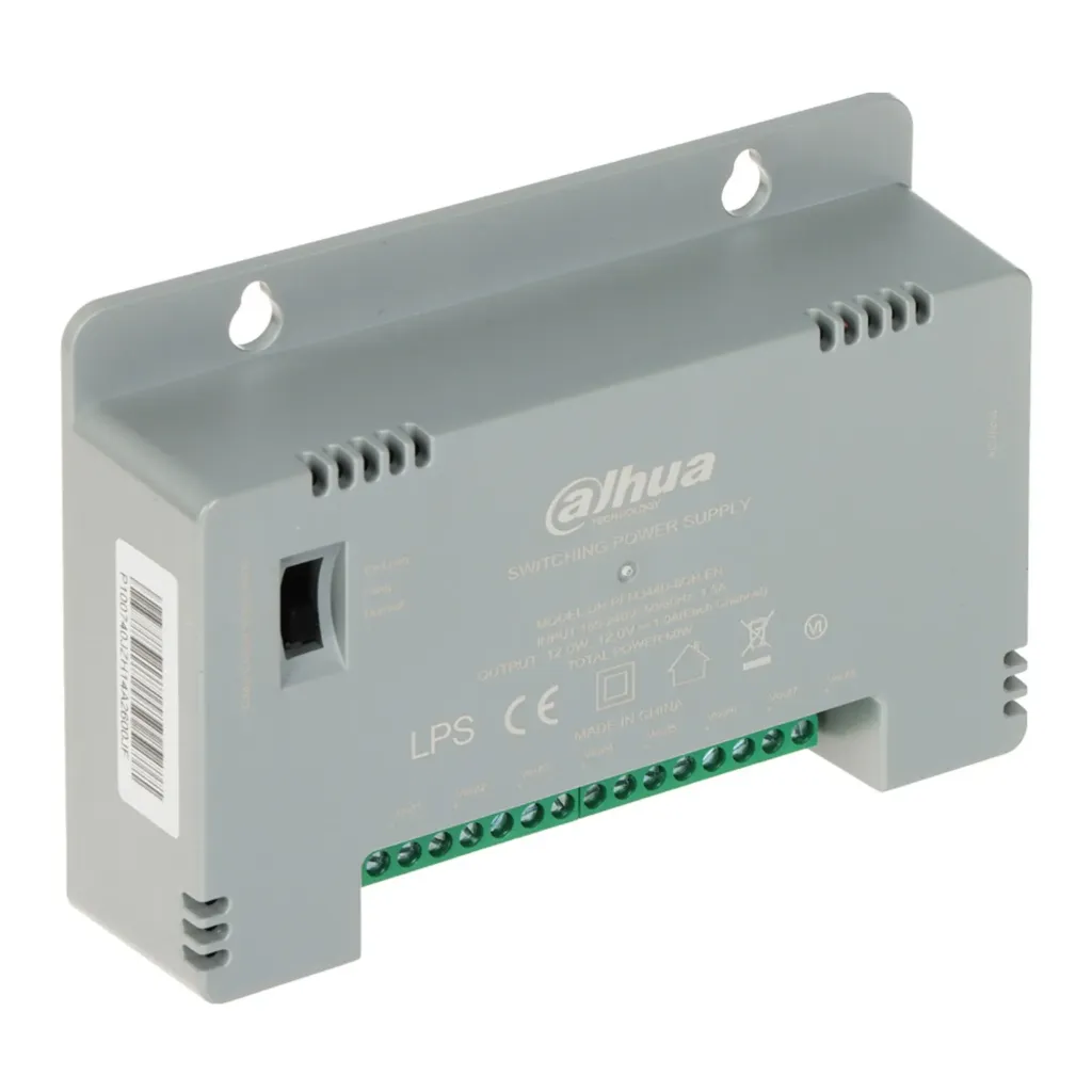 [011154] [DH-PFM344D-8CH-US-V2] Dahua - Fuente de Poder con Distribuidor para 8 Canales 12V 4 Amp 60W Voltaje de Salida Ajustable de 12V/13.5V/15V Protección de Voltaje Protección Contra Fuego V-0 Certificación FCC