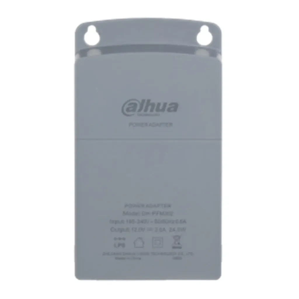[011155] [DH-PFM302-V2] Dahua - Fuente de Poder Impermeable DC 12V 2 Amp Montaje en Pared Voltaje de Entrada AC180-264V Protección de Carga de Voltaje