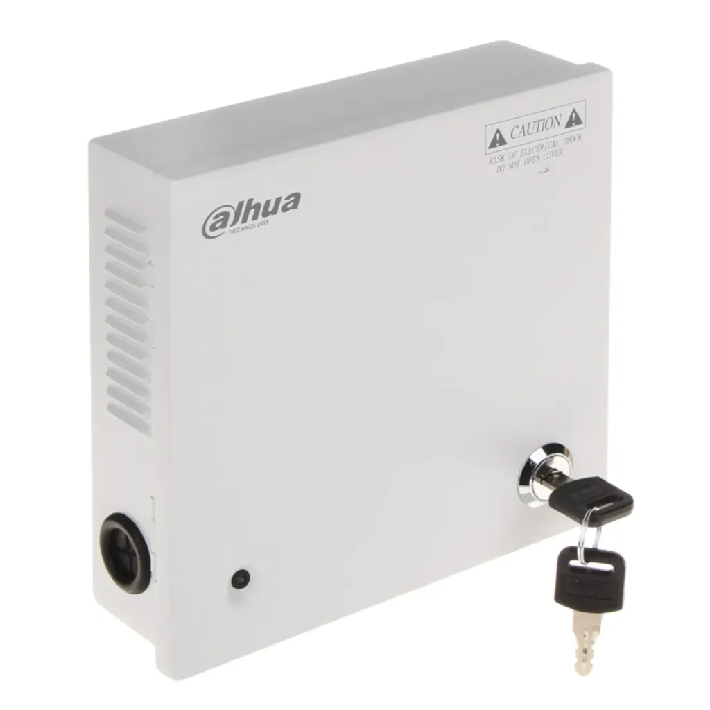 [DH-PFM340-5CH] Dahua - Fuente de Poder Centralizada de 12V 4A con Distribuidor para 5 Cámaras Indicadores Led por Canal Voltaje de Entrada de AC90V-264V Fusibles Intercambiables Gabinete Metálico con Cerradura Protección Contra Descargas