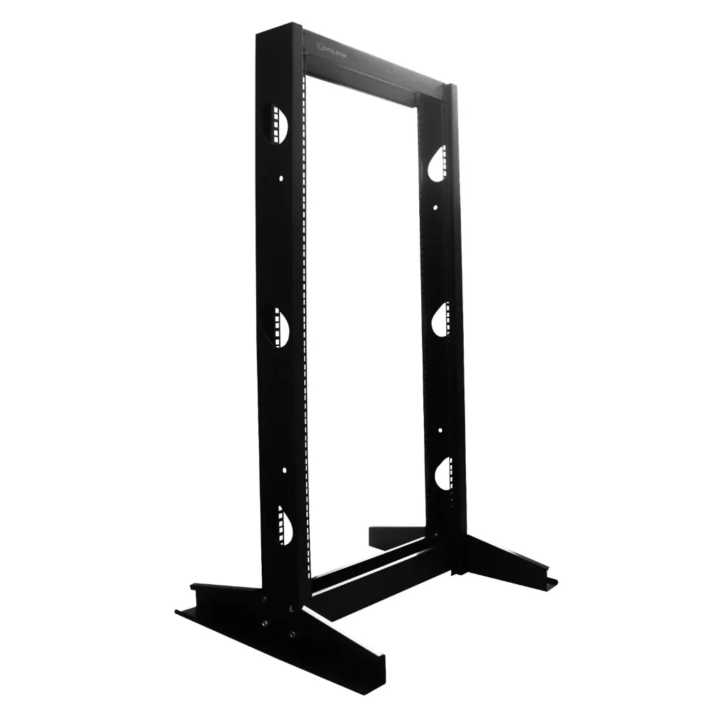 [020030] [R-22U-A2P] Onlink - Rack de Piso [22U] Abierto 2 Postes 1.10 Metros [Negro]