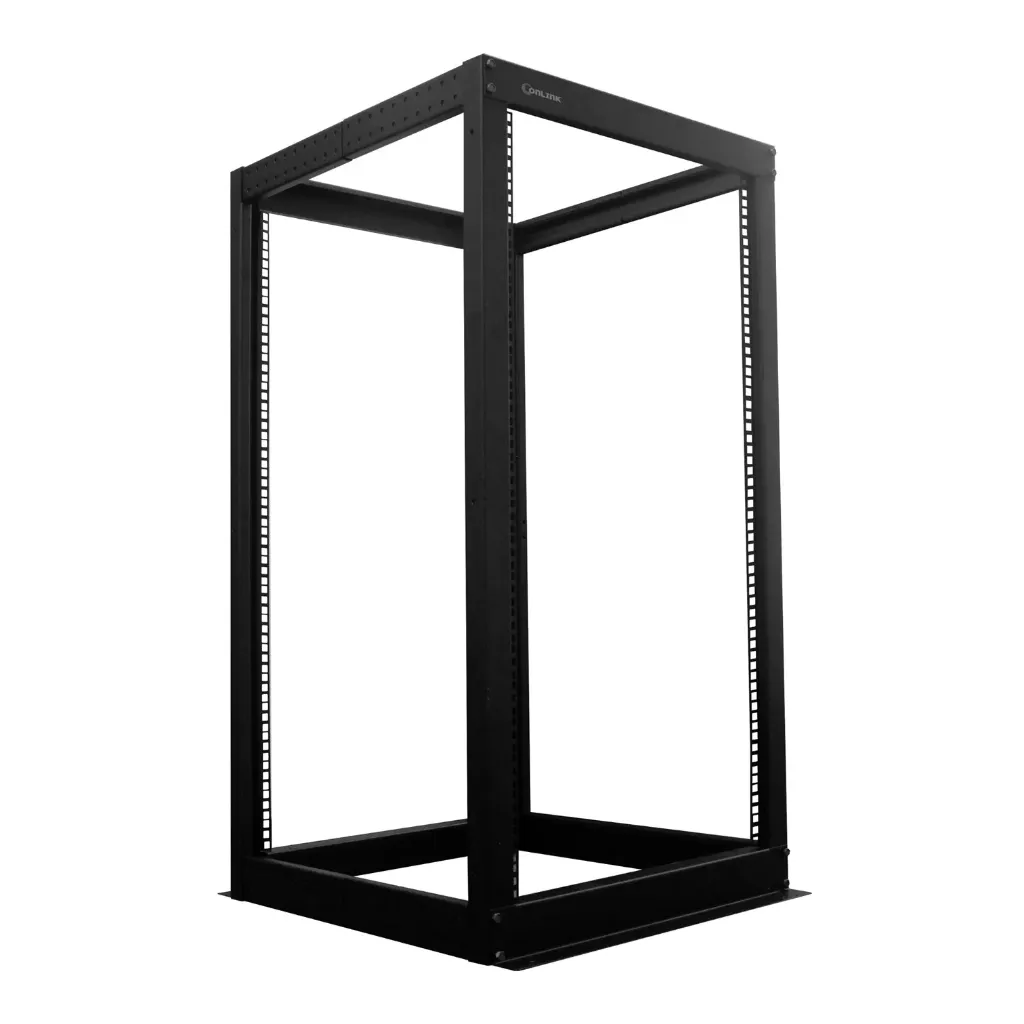 [021355] [R-22U-A4PE] Onlink - Rack de Piso [22U] Abierto Extensible 4 Postes 1.10 Metros [Negro]