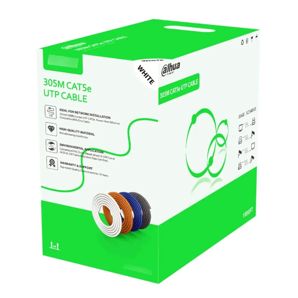 [021673] [DH-PFM922I-5EUN-C] Dahua - Cable UTP CAT5e (Categoria 5e) CCA 24 AWG 0.50MM Interior (Blanco) [Caja 305 Metros]