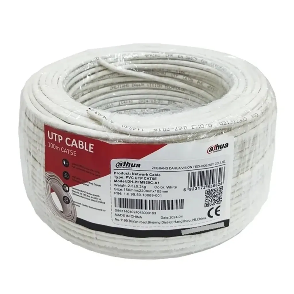 [021675] [DH-PFM920C-A1] Dahua - Cable UTP CAT5e (Categoria 5e) 100% Cobre Interior (Blanco) [Caja 100 Metros]