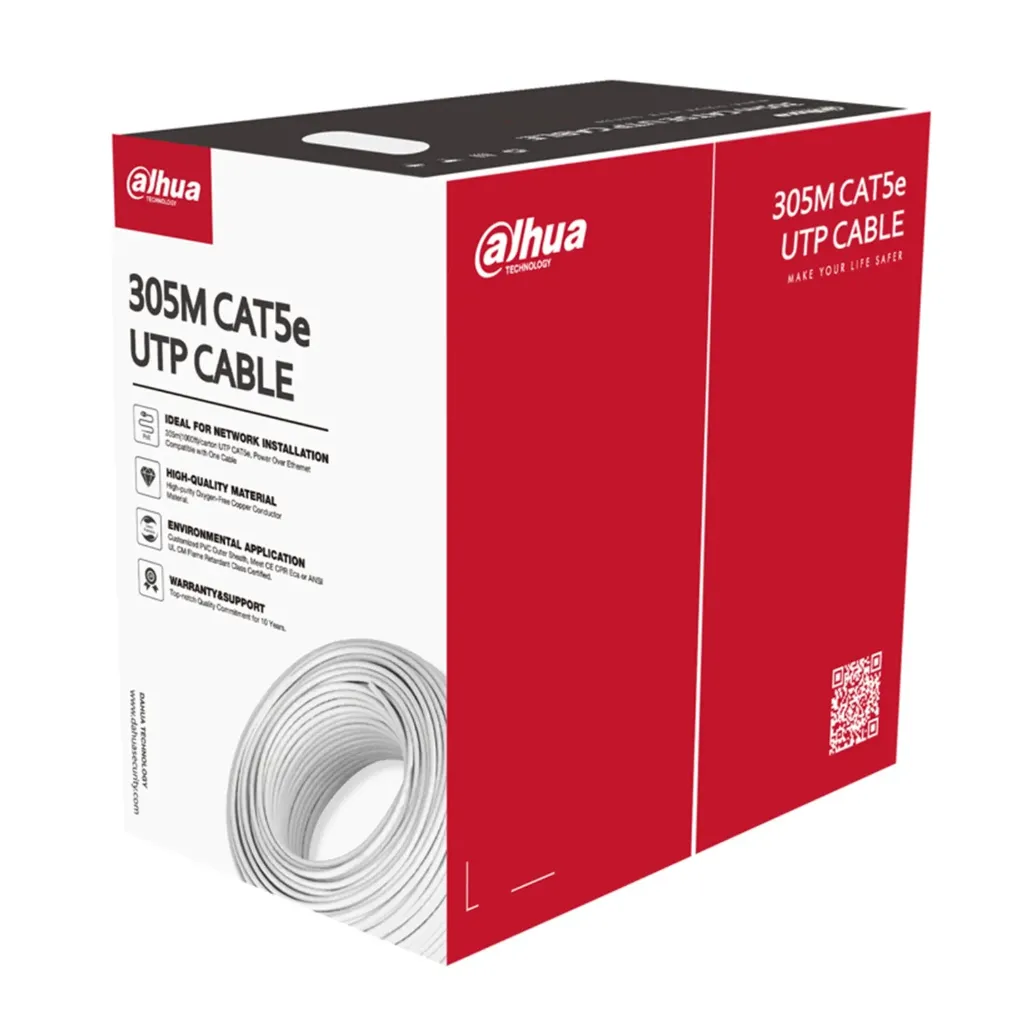 [021676] [DH-PFM920I-5EUN-white] Dahua - Cable UTP CAT5e (Categoria 5e) 100% Cobre 0.45MM Interior (Blanco) [Caja 305 Metros]