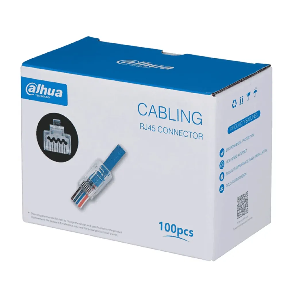 [021695] [DH-PFM976-630-PT] Dahua - Conector RJ45 Pasante CAT6 (Categoria 6) 3U 21 AWG a 23 AWG [100 Unidades]