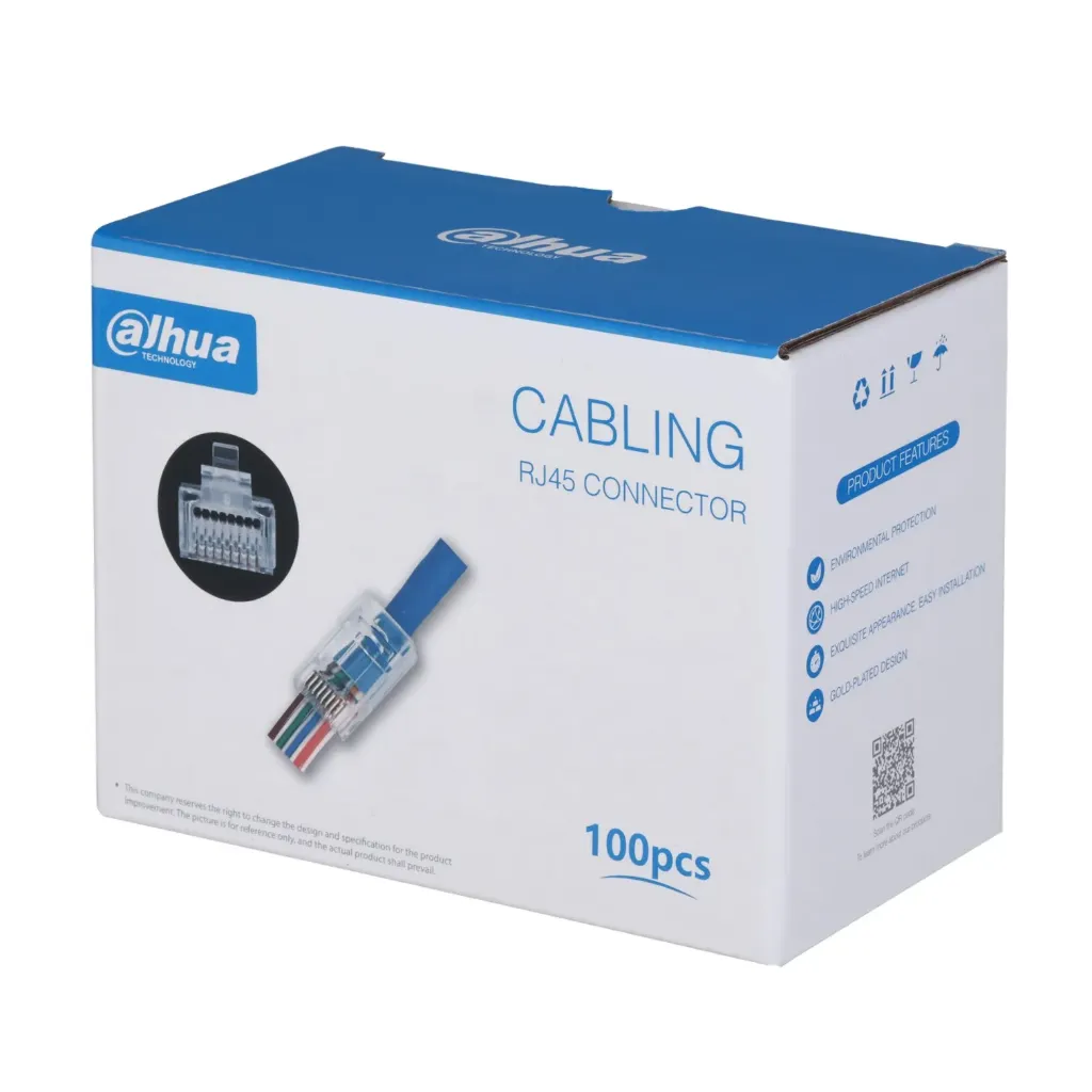 [021794] [DH-PFM976-530-PT] Dahua - Conector RJ45 Pasante CAT5e (Categoria 5e) 3U 23 AWG a 24 AWG [100 Unidades]