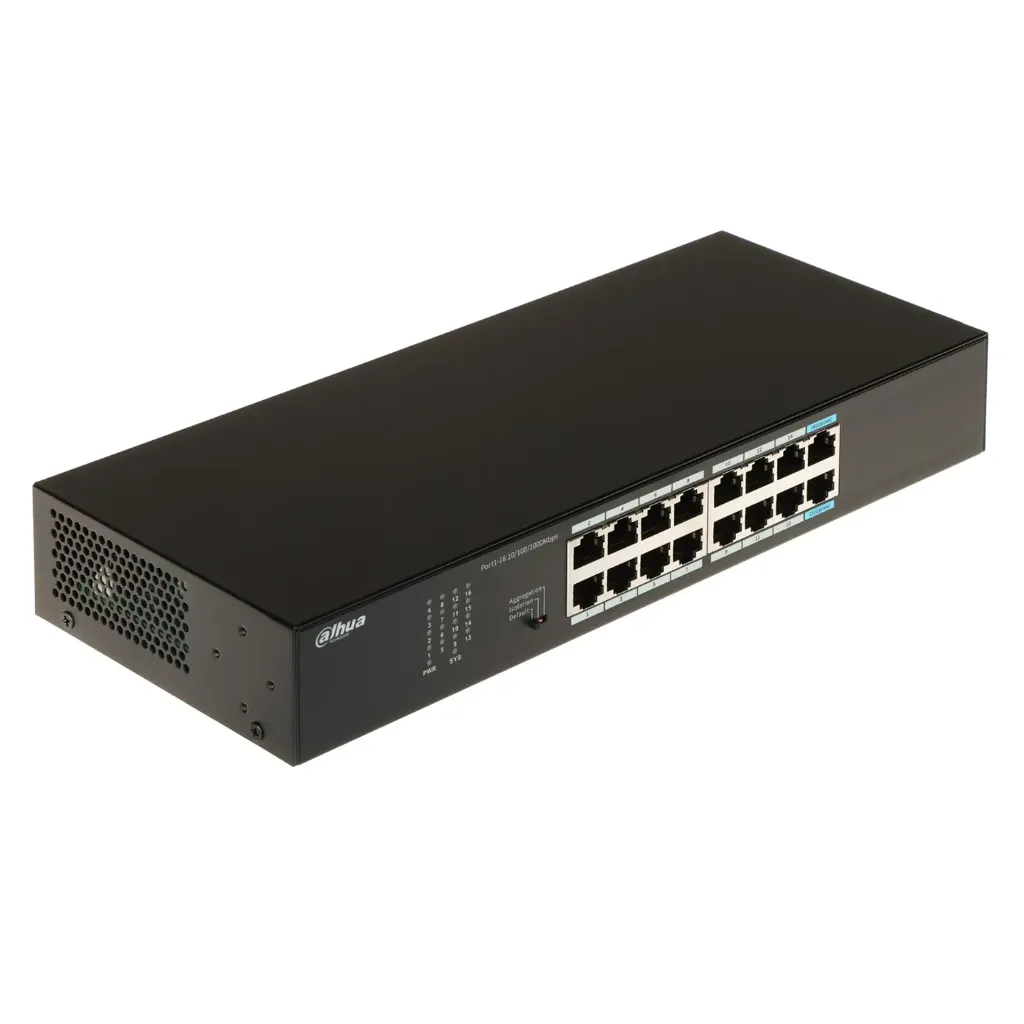 [021800] [DH-S3016-16GT] Dahua - Switch para Montaje en Rack de 16 Puertos con 14 Puertos (Gigabit) y 2 Puertos Uplink (Gigabit) Carcasa Metálica [No Administrable]