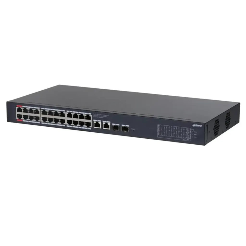 [021854] [DH-CS4228-24GT-375] Dahua - Switch Gigabit de 24 Puertos Gigabit Administrable con 24 Puertos PoE 2 Puertos SFP de 1000 Mbps 2 Puertos RJ45 10/100/1000 Uplink 375W Totales Administrable en la Nube