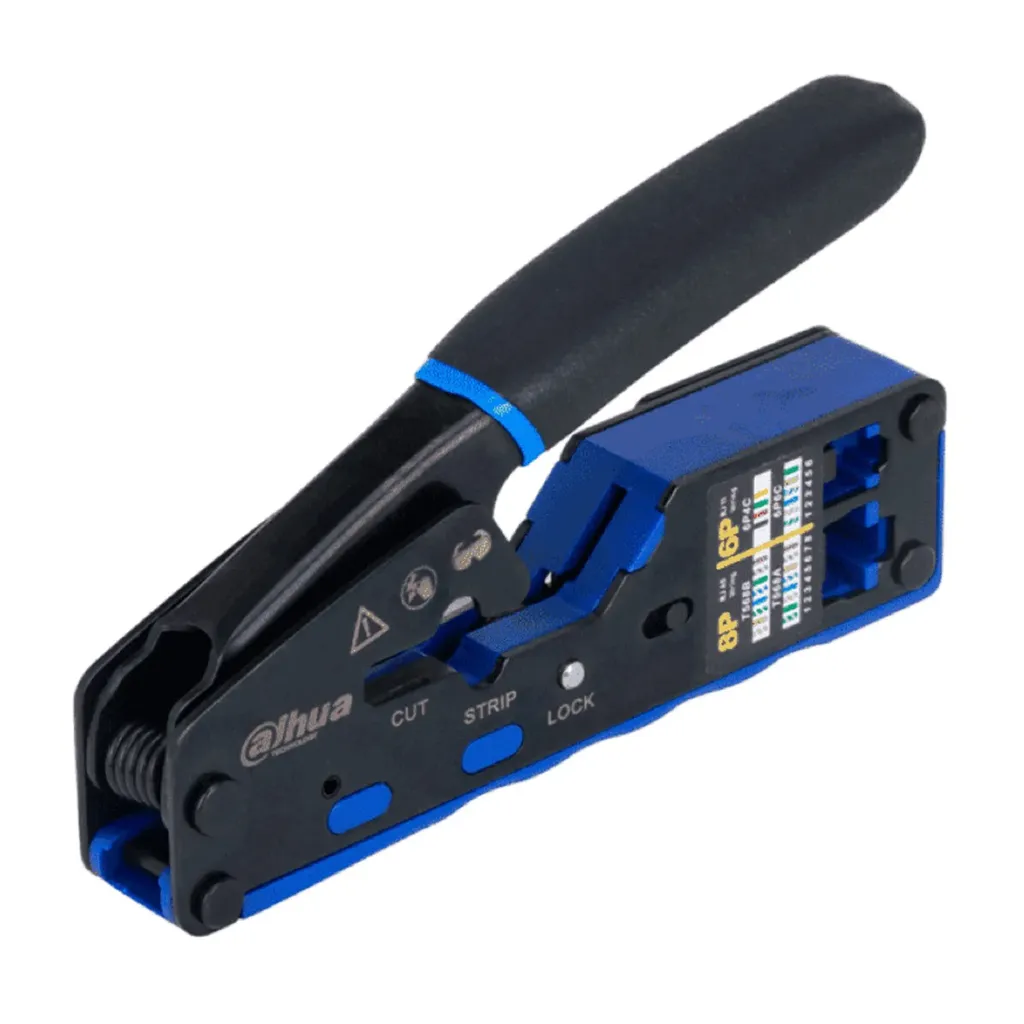 [021922] [DH-PFM914] Dahua - Herramienta Crimpeadora de Terminado y Corte de Conectores RJ45 y RJ11 Pass Trough Multifuncion Cortador y Pelador de Cable Fabricada en Acero A3 Mango Ergonómico PP y TPR
