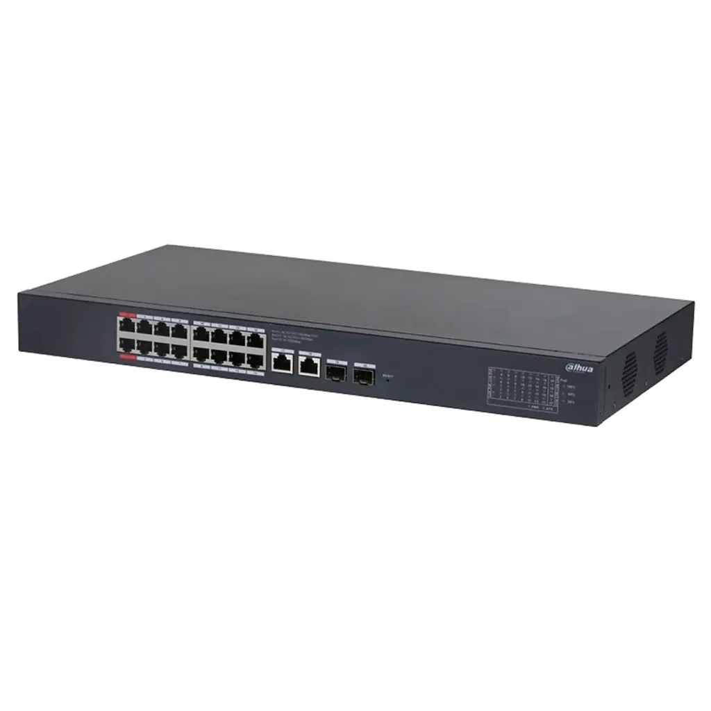 [021945] [DH-CS4220-16GT-190-V2] Dahua - Switch Cloud L2 PoE de 20 Puertos con 16 Puertos RJ-45 PoE (Gigabit) 2 Puertos RJ-45 Uplink (Gigabit) y 2 Puertos SFP Uplink (1000 Mbps) Gestión en la Nube Carcasa Metálica Total PoE 190W [Administrable]
