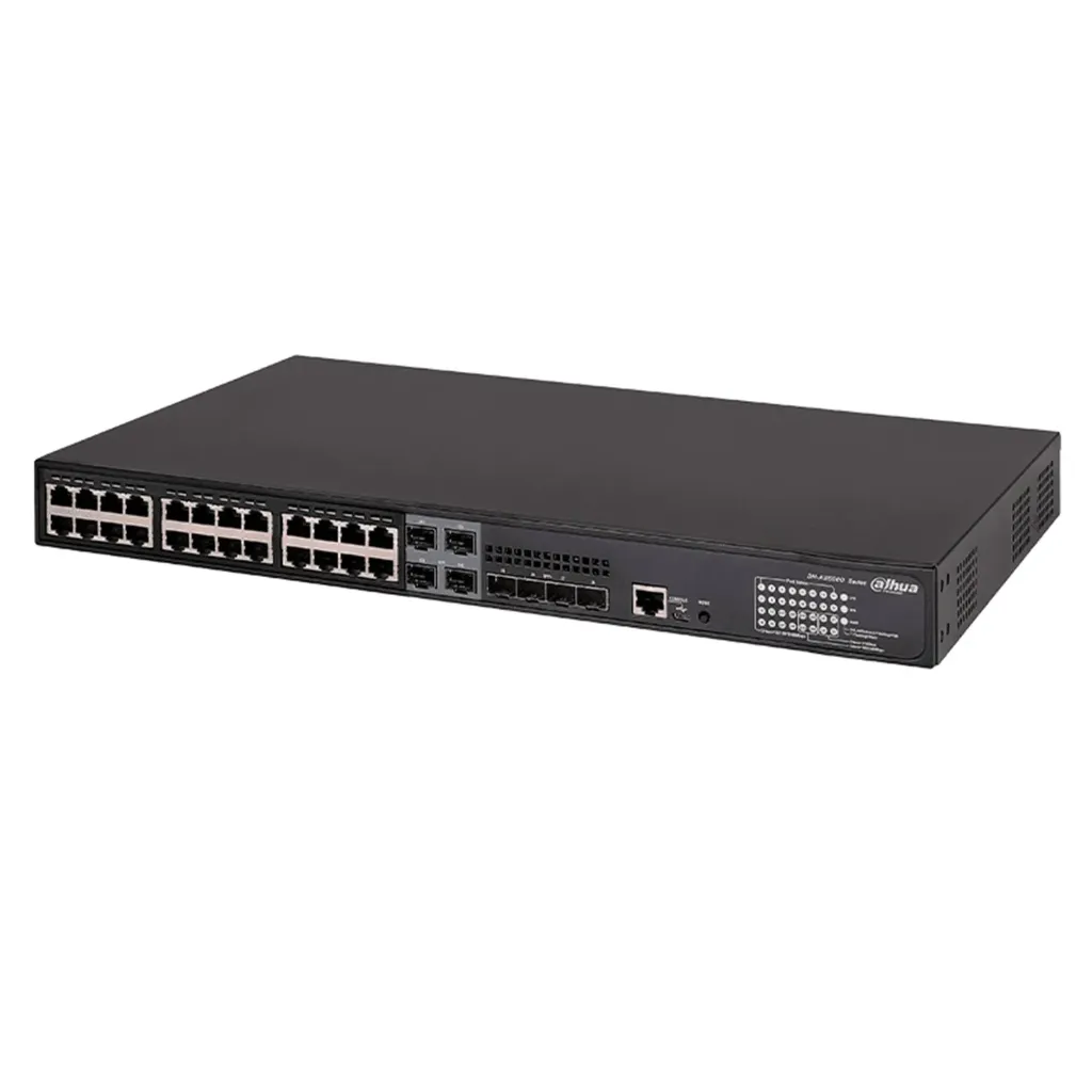 [021947] [DH-S5428-24GT4XF-360] Dahua - Switch Cloud L2+ PoE de 28 Puertos con 24 Puertos RJ-45 PoE (Gigabit)  y 4 Puertos SFP+ (1/10 Gbps) Gestión en la Nube Carcasa Metálica Total PoE 360W [Administrable]