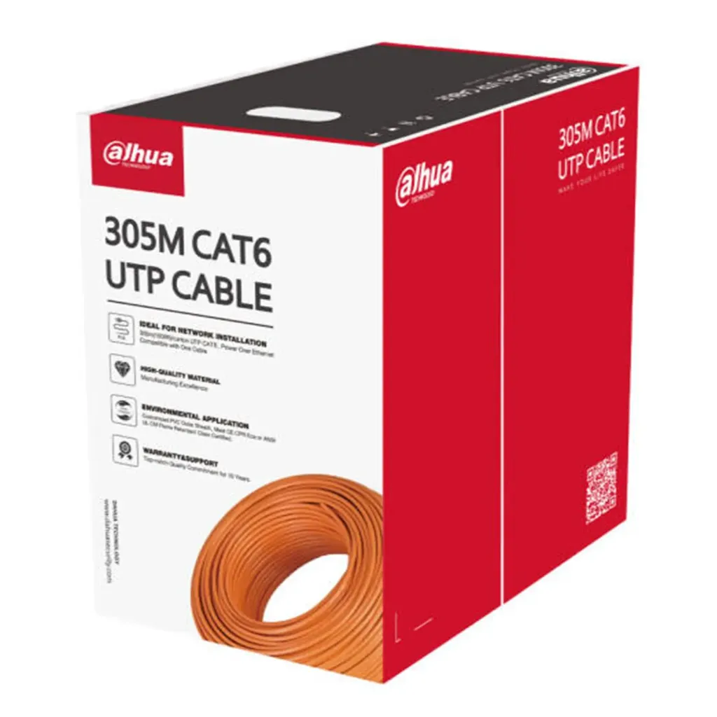 [DH-PFM922I-6UN-C-orange] Dahua - Cable UTP CAT6 (Categoria 6) CCA Interior 23 AWG 0.57MM Naranja [Caja 305 Metros]