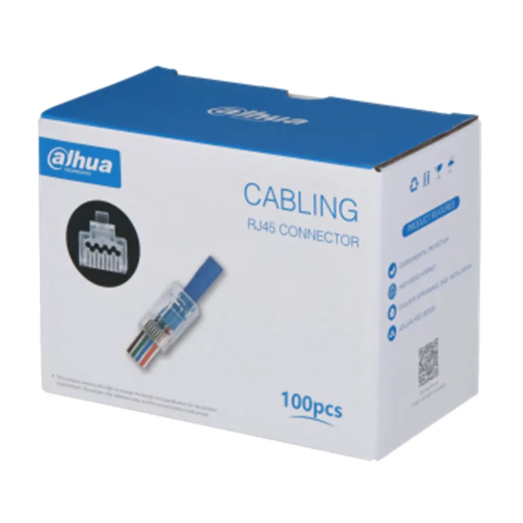 [021987] [DH-PFM976-631-PT] Dahua - Conector RJ45 Pasante CAT6 (Categoria 6) 15U 21 AWG a 23 AWG [100 Unidades]