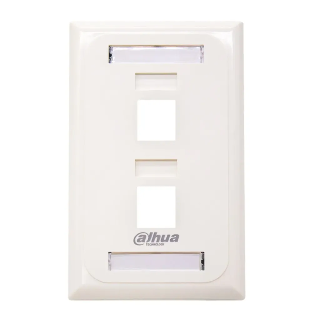[021990] [DH-PFM3971-US-2] Dahua - Face Plate 2 Puertos Placa Frontal de Pared para Keystone con Etiqueta Integrada Blanco [10 Unidades]