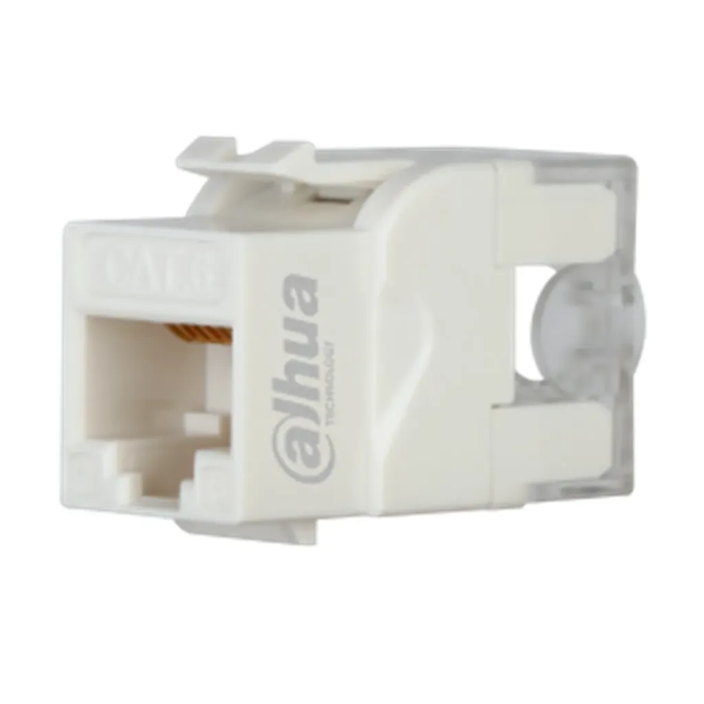 [021993] [DH-PFM3970-6U-white] Dahua - Conector Keystone Jack Coupler Sin Blindaje RJ45 CAT6 (Categoria 6) ANSI/TIA568.2-D Punch-Down (Blanco) [50 Unidades]