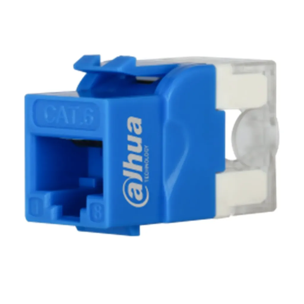 [021994] [DH-PFM3970-6U-blue] Dahua - Conector Keystone Jack Coupler Sin Blindaje RJ45 CAT6 (Categoria 6) ANSI/TIA568.2-D Punch-Down (Azul) [50 Unidades]