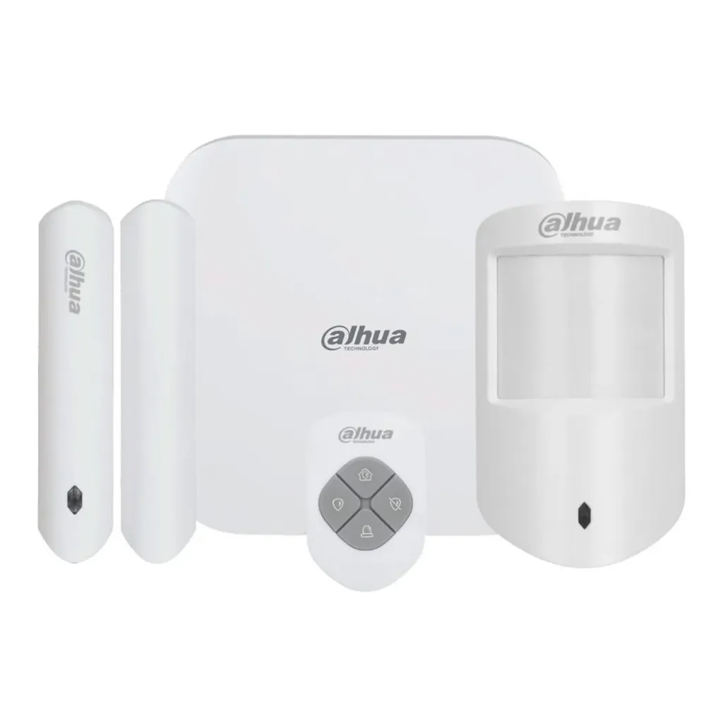 [040146] [DHI-ART-ARC3800H-03-W2] Dahua - Kit de Alarma Inalámbrico Hub2 con Wi-Fi y Ethernet Admite 150 Canales Periféricos Inalámbricos Audio Bidireccional Frecuencia 433MHz (Incluye Panel de Alarma Sensor de Movimiento Contacto Magnético y Control Remoto)