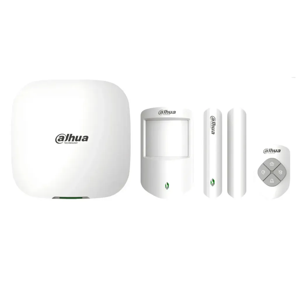 [040149] [DHI-ART-ARC3000H-03-FW2] Dahua - Kit de Alarma Inalámbrico con Wi-Fi Ethernet 3G 4G (Dual SIM) Admite 150 Canales Periféricos Inalámbricos Frecuencia 433MHz (Incluye Panel de Alarma Sensor de Movimiento Contacto Magnético y Control Remoto)