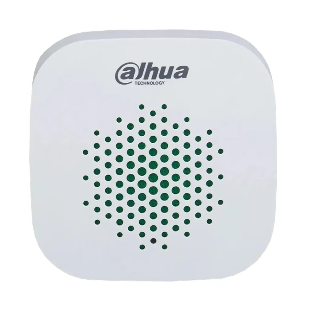 [040164] [DHI-ARA12-W2] Dahua - Sirena Inalámbrica Interior 85 dB 3 Niveles de Volumen Led Indicador Alarma de Batería Baja Medición de Temperatura Frecuencia 868.0 MHz–868.6 MHz [Bateria 2 x CR123A]