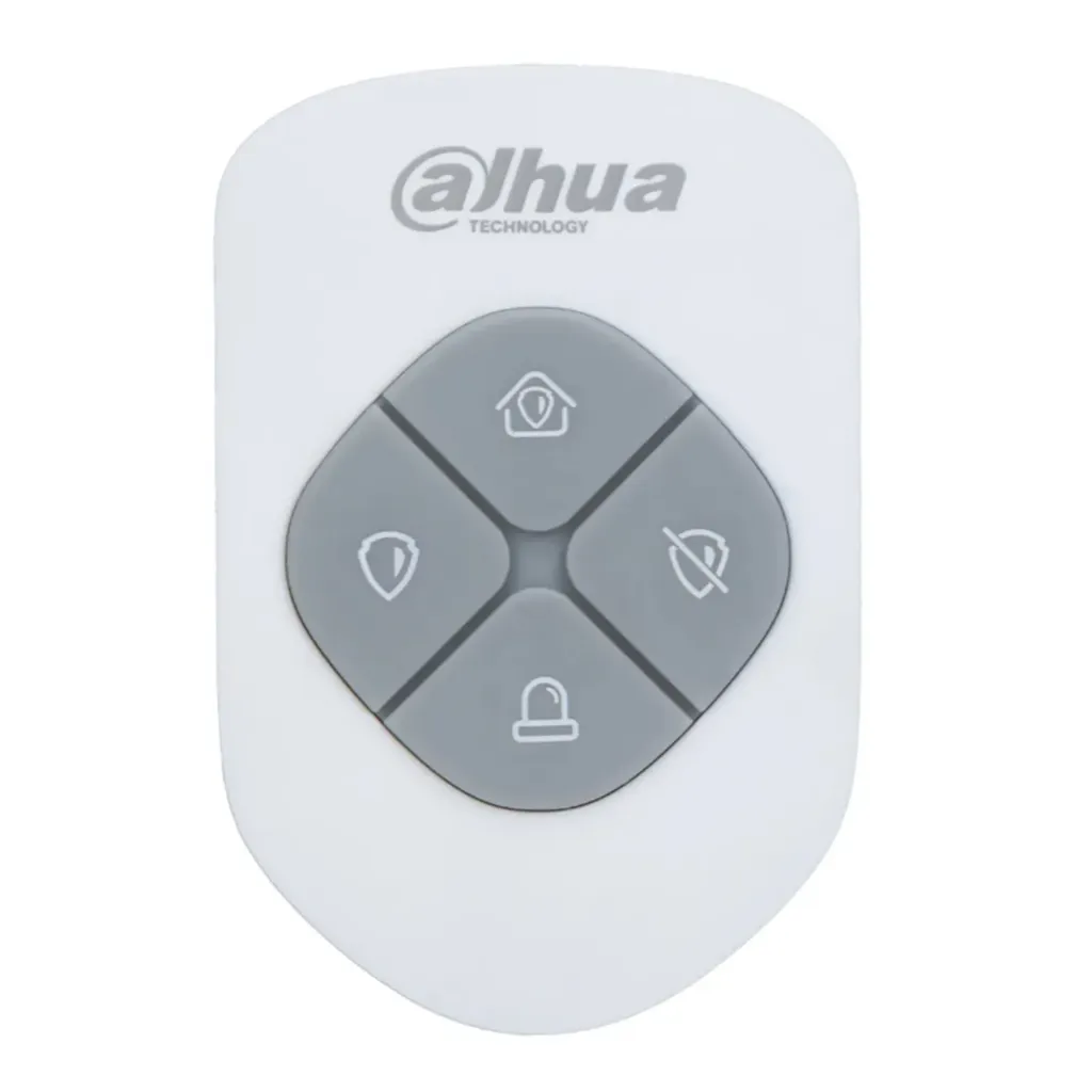 [040167] [DHI-ARA24-W2] Dahua - Control Remoto Tipo Llavero de 4 Botones Armado Desarmado En Casa Emergencia Función de Salto de Frecuencia Led Indicador de Estado Color Rojo o Verde Frecuencia 433MHz [Batería 1 x CR2032]