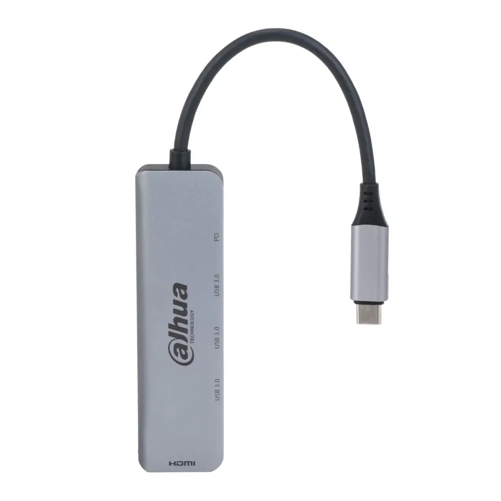 [061660] [DH-TC35] Dahua - Estación de Acoplamiento (5 en 1) USB 3.1 Tipo C a HDMI + USB 3.0 + PD Admite 3 puertos USB 3.0 Conexión Plug and Play Carcasa Metálica