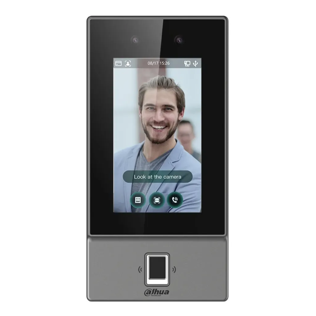 [090323] [DHI-ASI6214S-PW] Dahua - Control de Acceso con Pantalla Táctil de 4.3" y Reconocimiento Facial (6.000 Usuarios 6.000 Rostros 10.000 Tarjetas IC Mifare 6.000 Claves 6 Huellas 300.000 Registros) Puerto PoE Comunicación TCP/IP y Wi-Fi para Interiores y Exteriores [Serie FACT]