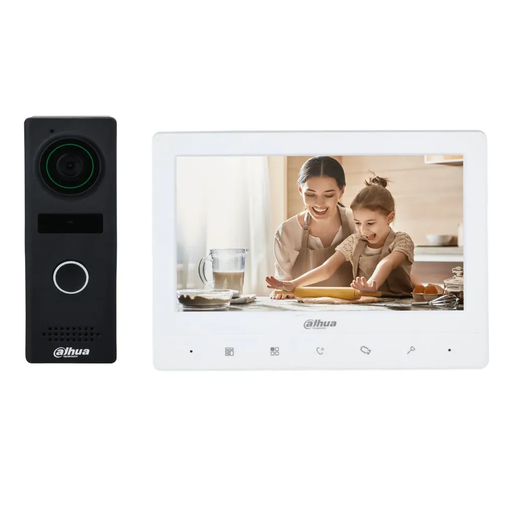 [090330] [DHI-KTA02M] Dahua - Kit de Videoportero Analógico con Frente de Calle Metálico y Cámara de [1.3Mp] con monitor TFT de 7" (Admite 2 Estaciones de Puerta + 3 Monitores)