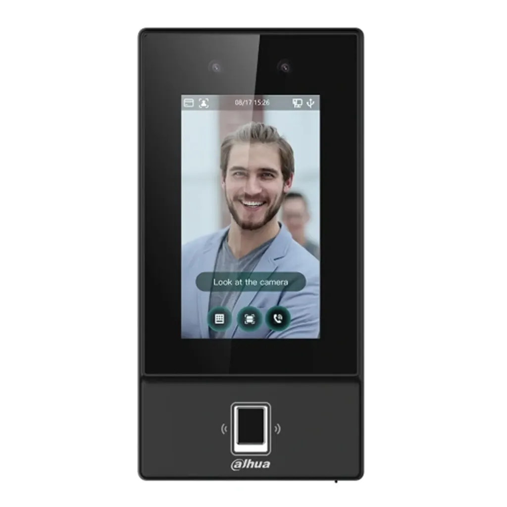[090482] [DHI-ASI6214S-D] Dahua - Control de Acceso con Pantalla Táctil de 4.3" y Reconocimiento Facial (6.000 Usuarios 6.000 Rostros 10.000 Tarjetas ID 6.000 Claves 6.000 Huellas) Comunicación TCP/IP para Interiores y Exteriores [Serie FACT]