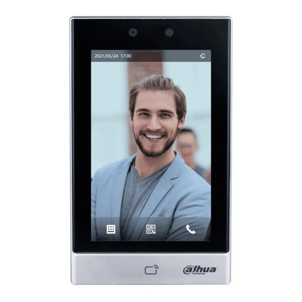 [090485] [DHI-ASI7213S-W] Dahua - Control de Acceso con Pantalla de 7" y Reconocimiento Facial Cámara [2Mp] (50.000 Usuarios 50.000 Rostros 100.000 Tarjetas IC Mifare 50.000 Claves) TCP/IP y Wi-Fi Registro Automático P2P y DHCP para Interiores [Serie FACT]