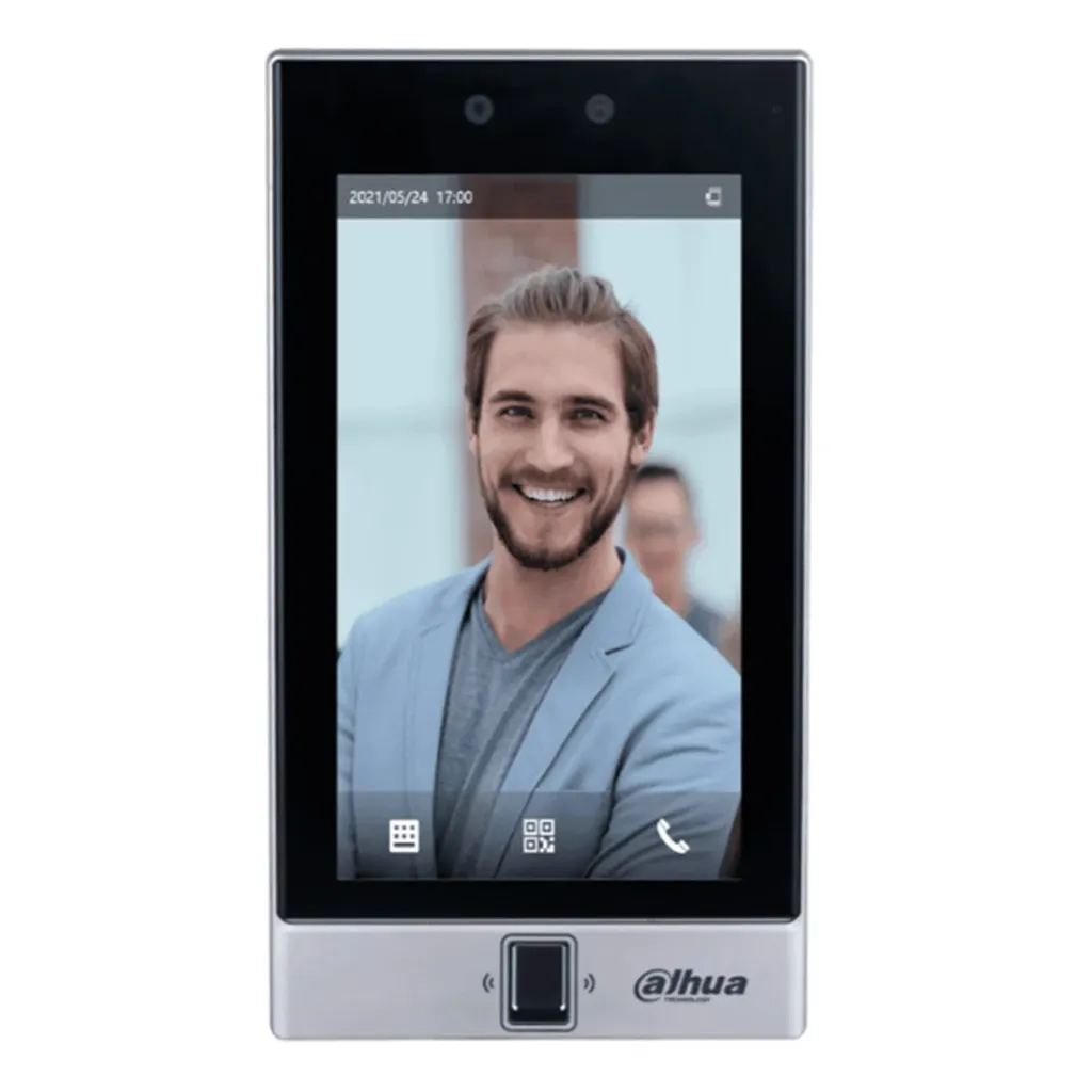[090486] [DHI-ASI7214S-W] Dahua - Control de Acceso con Pantalla de 7" y Reconocimiento Facial Cámara [2Mp] (50.000 Usuarios 50.000 Rostros 100.000 Tarjetas IC Mifare 50.000 Claves 10.000 Huellas) TCP/IP y Wi-Fi P2P y DHCP para Interiores [Serie FACT]
