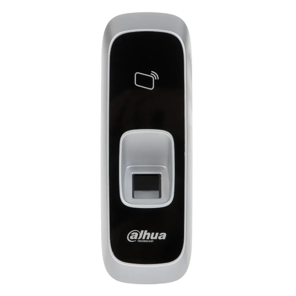[090505] [DHI-ASR1102A(V3)] Dahua - Lector de Acceso de Reconocimiento de Tarjetas (IC Mifare) de Identificación Sin Contacto y Huellas (3.000) con Retroiluminación Azul Comunicación RS-485 y Wiegand Uso en Interiores