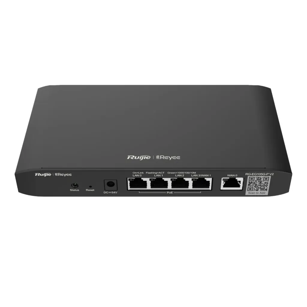 [021537] [RG-EG105G-P V3] Ruijie/Reyee - SMB Router Balanceador SD-WAN POE+ hasta 54w 3 Puertos LAN gigabit 100 clientes 600 Mbps Asimétricos