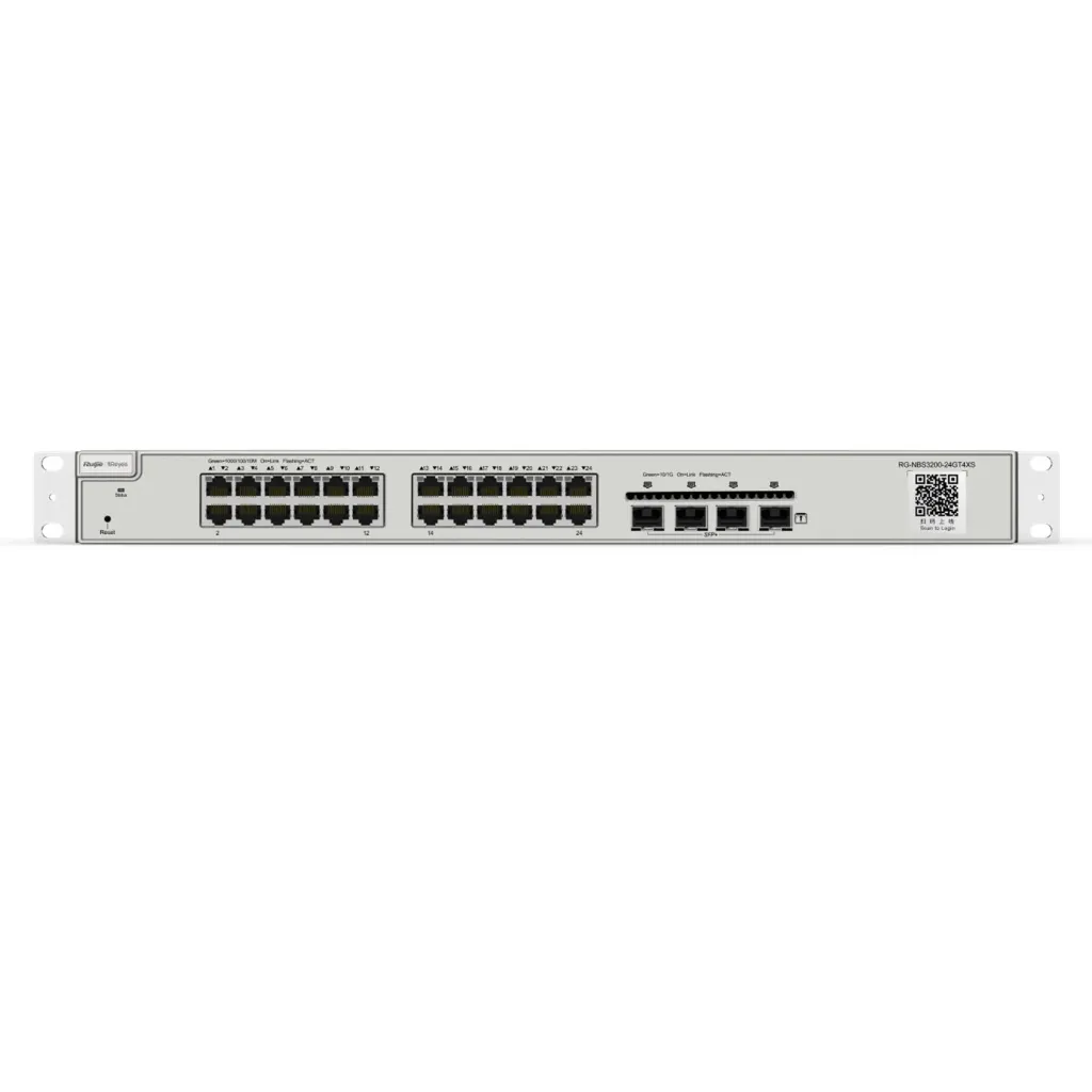 [021636] [RG-NBS3200-24GT4XS] Ruijie/Reyee - SMB Switch Administrable L2+ Plus Rackeable 24 Puertos Gigabit 4 Puertos SFP+ para Fibra 10Gb