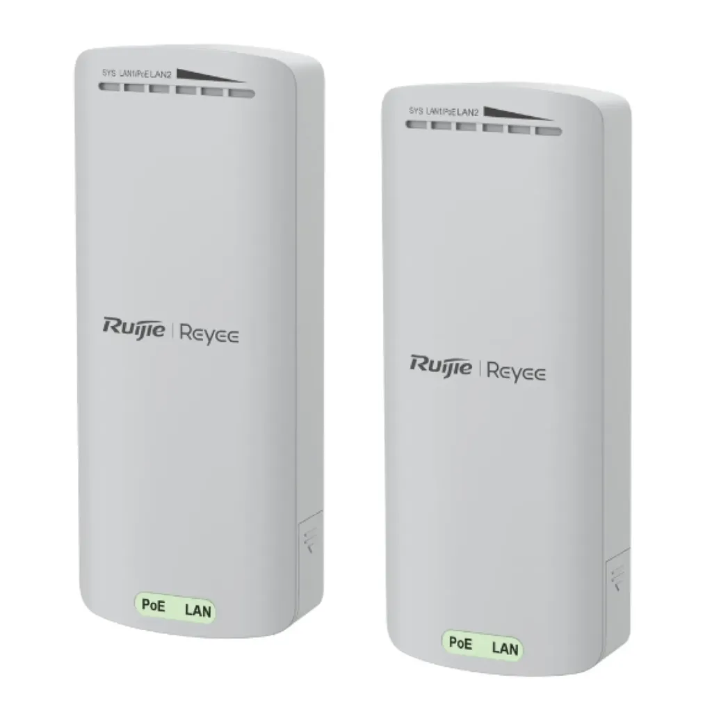 [021639] [RG-EST100-E] Ruijie/Reyee - SMB Kit Enlace Inalámbrico de 500 Mts Preconfigurado 300 Mbps Doble Puerto LAN 2.4 Ghz