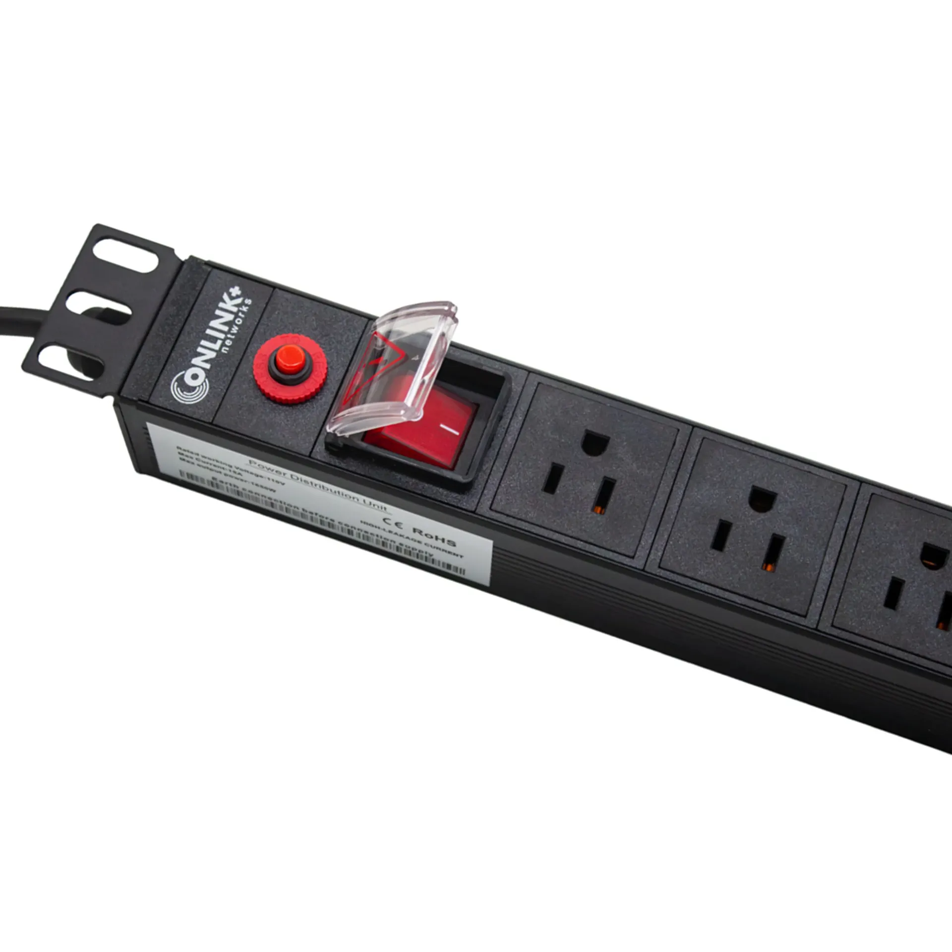 [020908] [PDU-15AEU8T] Onlink - Regleta Rack PDU 1U 8 Tomas 15Amp 110V 1650W 483x44x44mm