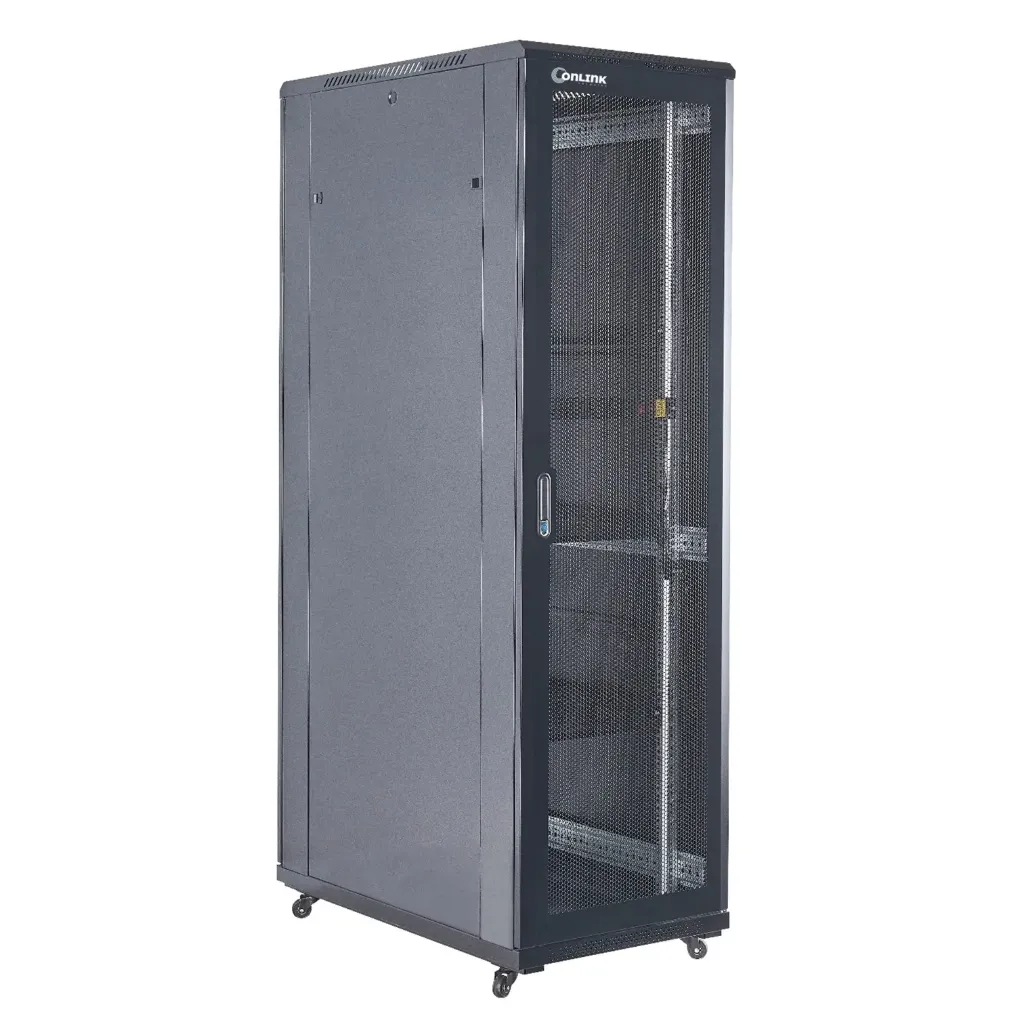 [A36837-MDM/600x800-BLACK] Onlink - Rack de Piso [37U] Cerrado 600x800x1832mm con Puerta Frontal de Malla y Doble Puerta Trasera de Malla [Negro]