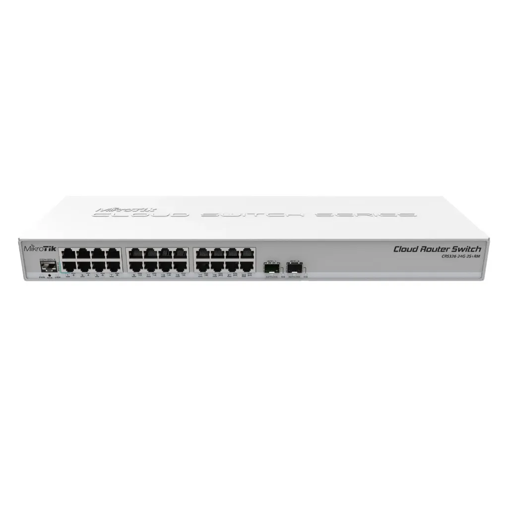 [021256] [CRS326-24G-2S+RM] Mikrotik - Switch Sistema Operativo Dual 24 Puertos Gigabit Ethernet y 2 Puertos SFP+