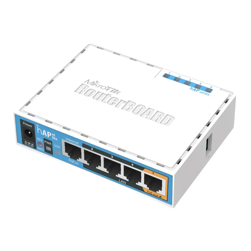 [RB952Ui-5ac2nD] Mikrotik - (hAP ac lite) RouterBoard 5 Puertos Fast Ethernet Wi-Fi Doble Banda 802.11ac