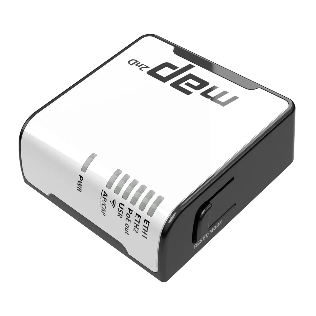 [RBmAP2nD] Mikrotik - (mAP) Micro Punto de Acceso 2 Puertos Fast Ethernet 1 Puerto MicroUSB Wi-Fi 2.4 GHz 802.11 b/g/n