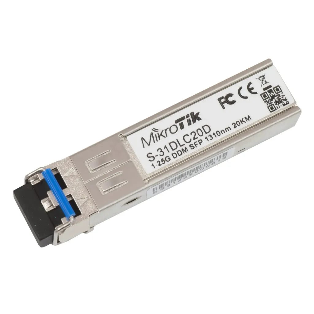 [S-31DLC20D] Mikrotik - Transceptor MiniGbic SFP 1.25G LC Duplex para Fibra Mono Modo 20 KM
