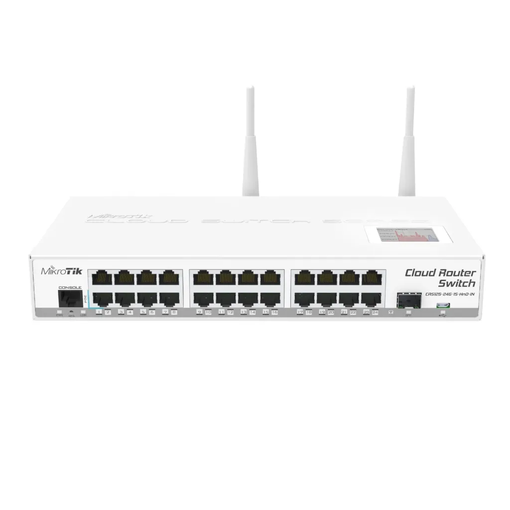 [021300] [CRS125-24G-1S-2HnD-IN] Mikrotik - Cloud Router Switch 24 Puertos Gigabit Ethernet 1 Puerto SFP 802.11b/g/n para Escritorio
