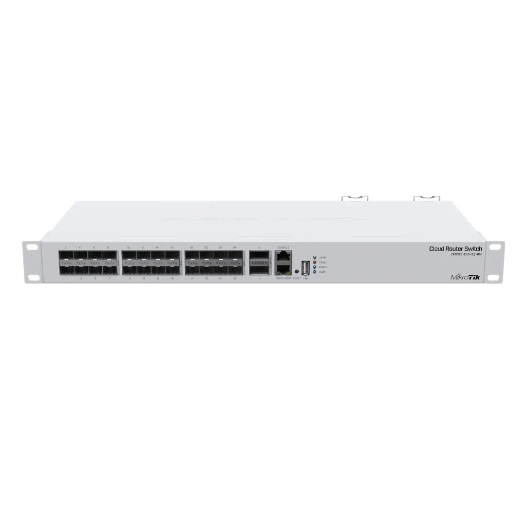 [CRS326-24S+2Q+RM] Mikrotik - Cloud Router Switch Sistema Operativo Dual 24 Puertos 10G SFP+ 2 Puertos 40G QSFP+