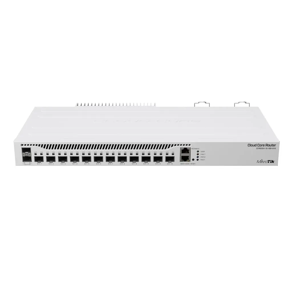 [CCR2004-1G-12S+2XS] Mikrotik - Cloud Core Router 12 Puertos 10G SFP+ 2 25G SFP2  Fuente Redundante