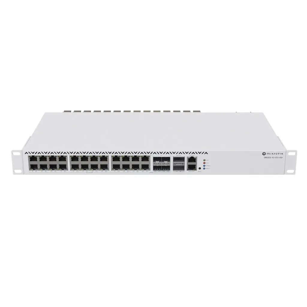 [021310] [CRS326-4C+20G+2Q+RM] Mikrotik - Switch Capa 3 con 4 Puertos Combo 20 Puertos Ethernet 2.5 Gigabit y 2 Puertos QSFP+