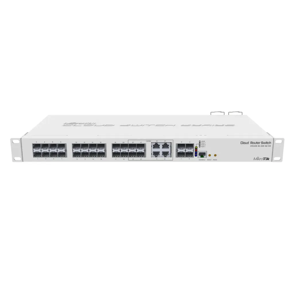 [021311] [CRS328-4C-20S-4S+RM] Mikrotik - Cloud Router Switch Administrable L3 4 Puertos Combo TP/SFP 20 Puertos SFP 4 Puertos SFP+