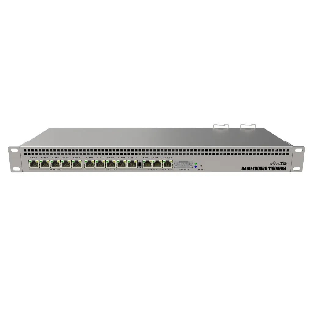 [021587] [RB1100x4] Mikrotik - RouterBoard 1100 CPU 4 Núcleos 13 Puertos Gigabit Ethernet 1 GB Memoria Licencia Nivel 6