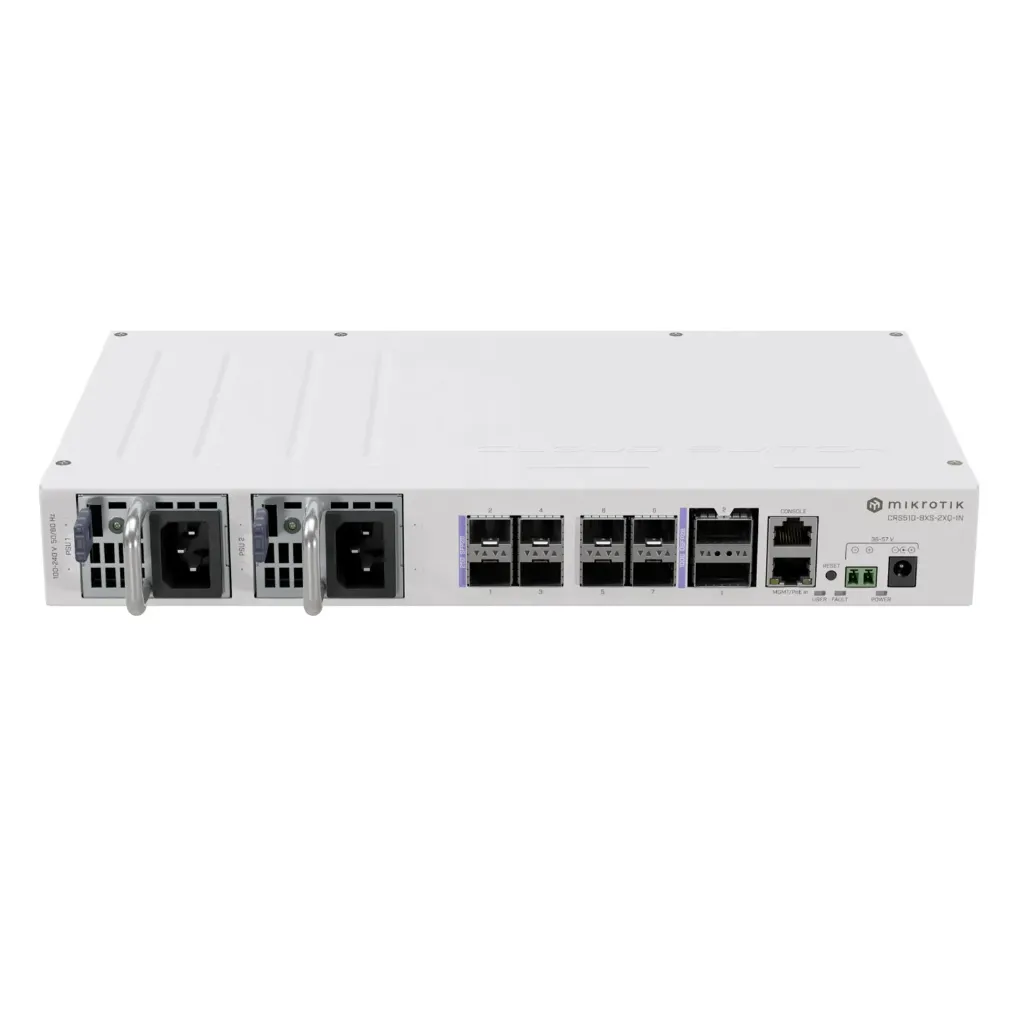 [021592] [CRS510-8XS-2XQ-IN] Mikrotik -  Cloud Router Switch de 2 Puertos 100 Gigabit QSFP28 8 Puertos 25 Gigabit SFP28 802.3 bt PoE-IN