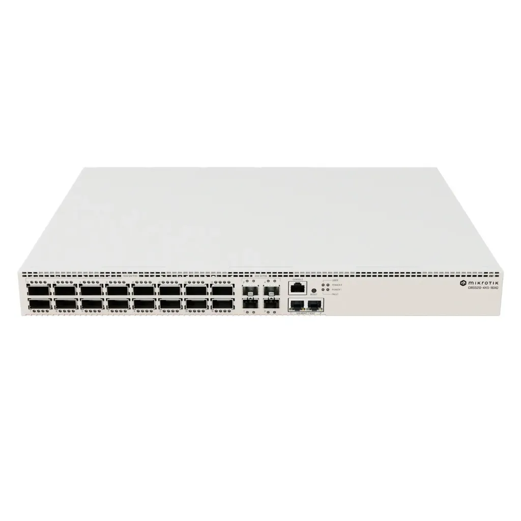 [021593] [CRS520-4XS-16XQ-RM] Mikrotik - Cloud Router Switch con 16 Puertos 100 Gigabit QSFP28 (123W sin accesorios) RouterOS (solo v7)