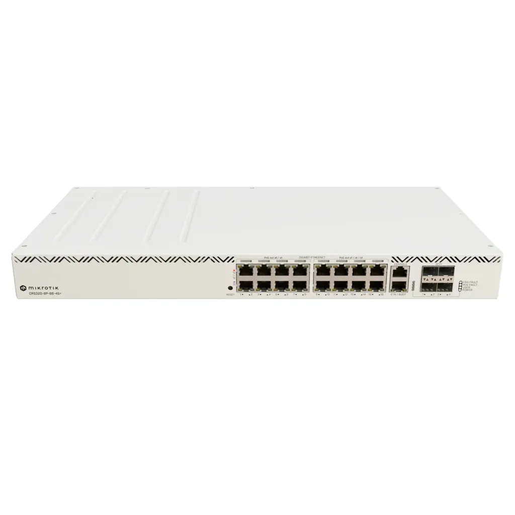 [022010] [CRS320-8P-8B-4S+RM] Mikrotik - Cloud Router Switch 16 Puertos 8 PoE+ y 8 PoE++ Fuentes Redundantes Hot-Swap