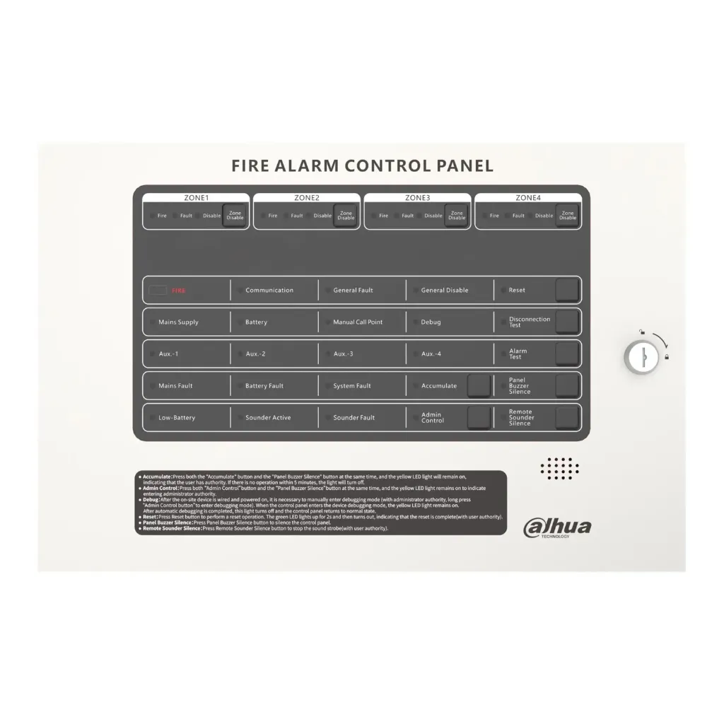 [040234] [DHI-HY-C102-4L] Dahua - Panel de Control de Alarma Contra Incendios Convencional de 4 Zonas Interfaz Ethernet Interfaz RS-485 Alimentación principal de 100 VCA a 240 VCA Capacidad de 25 detectores por zona Grado de protección IP30... [Convencional]